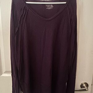 Time and Tru Women's Deep Purple Long Sleeve Top